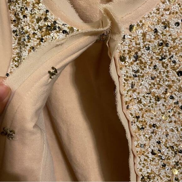 Anthropologie Postmark Light Pink Sequin Cardigan Sweater Small - Picture 5 of 8